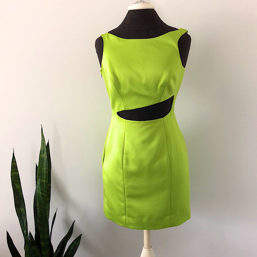 Vintage 80’s Linda Segal Lime Cut Out Holiday Party Dress